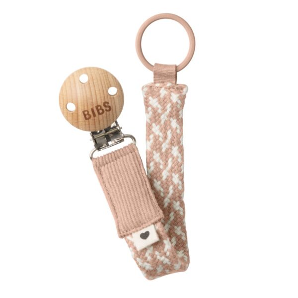 BIBS Pacifier Clip Braided Blush/Ivory