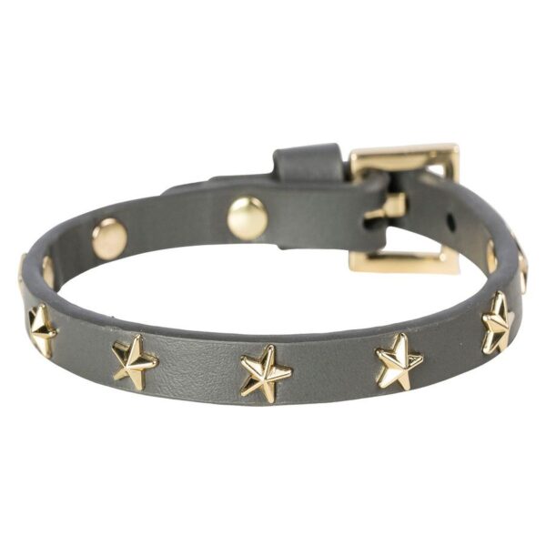 DARK Leather Star Stud Bracelet Mini Dark Grey