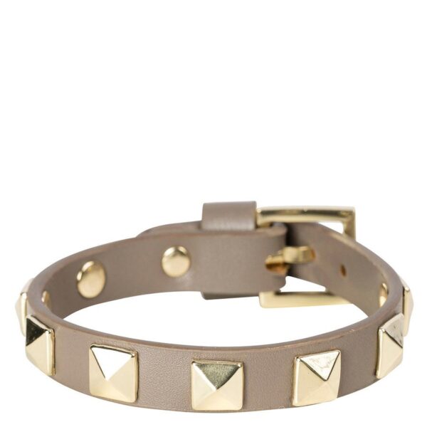 DARK Leather Stud Bracelet Dark Taupe