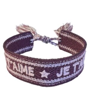 DARK Woven Friendship Bracelet Je T&apos;aime Dark Maroon