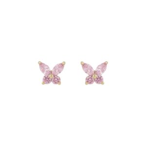 Snö Of Sweden Meya Butterfly Small Earring Gold/Pink Onesize