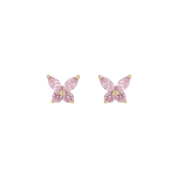 Snö Of Sweden Meya Butterfly Small Earring Gold/Pink Onesize