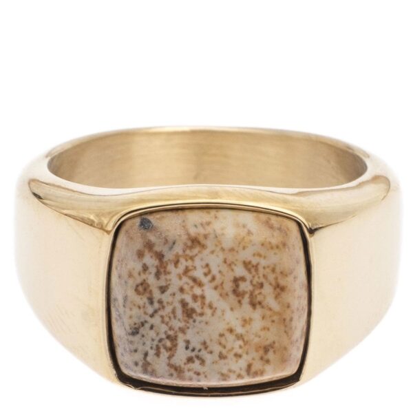 DARK Signet Ring Mini Gold With Sand Marble Size 3