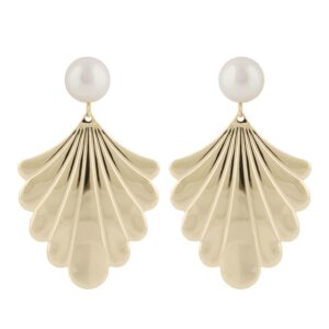 Snö Of Sweden Lydia Big Pearl Pendant Earring Gold/White Onesize