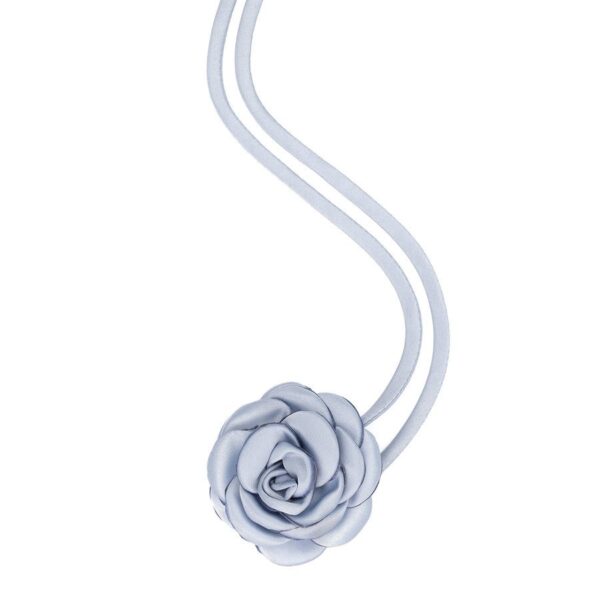 DARK Satin Rose Brooch Small Light Blue