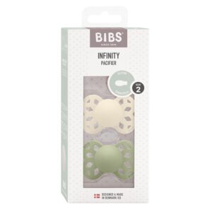 BIBS Pacifier Infinity Symmetrical Silicone Ivory/Sage Size 2 2pc