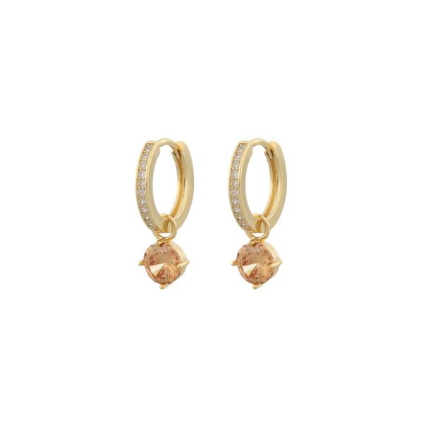 Snö Of Sweden Rola Round Ring Earring Gold/Champagne 14mm