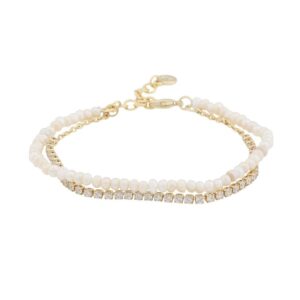 Snö Of Sweden Saga Double Bracelet Gold/Clear 16-18