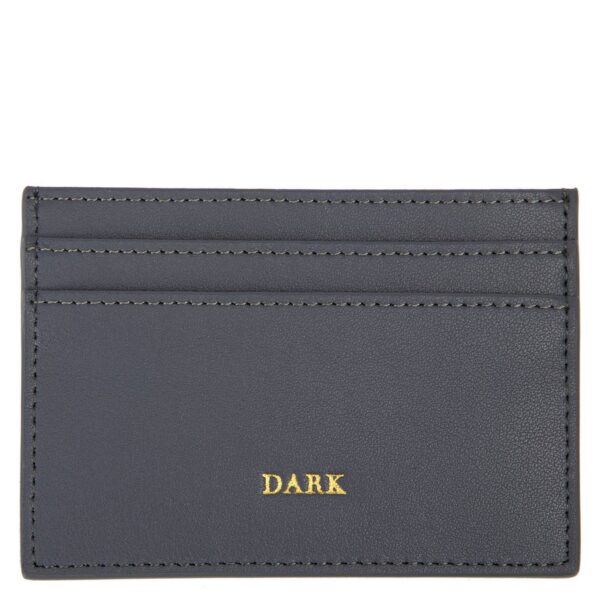 DARK Leather Card Holder Nappa Steel Blue