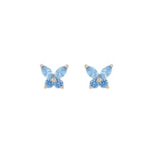 Snö Of Sweden Meya Butterfly Small Earring Gold/Light Blue Onesiz