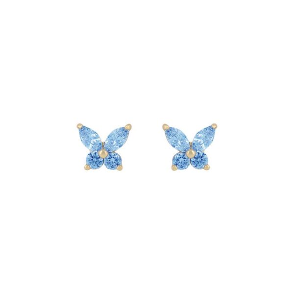 Snö Of Sweden Meya Butterfly Small Earring Gold/Light Blue Onesiz