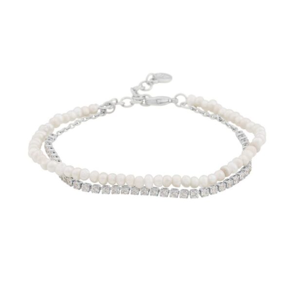 Snö Of Sweden Saga Double Bracelet Silver/Clear 16-18