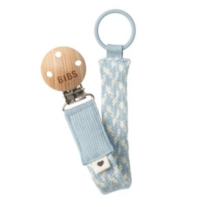 BIBS Pacifier Clip Braided Baby Blue/Ivory