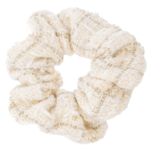 DARK Tweed Scrunchie Off White