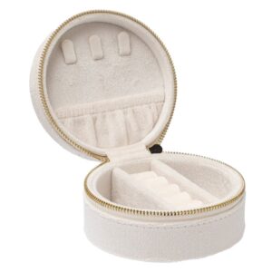 DARK Velvet Jewellery Box Round Off White