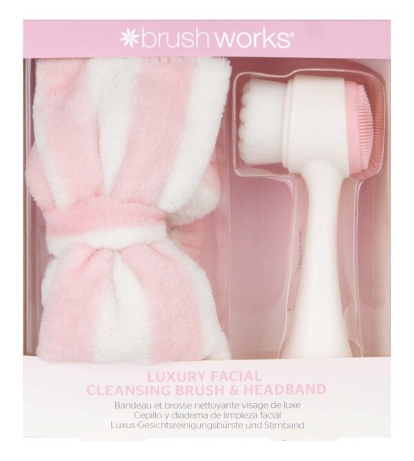 Brushworks Luxury Facial Cleansing Brush & Headband Set 2pcs