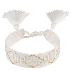 DARK Woven Friendship Bracelet Carpe Diem White