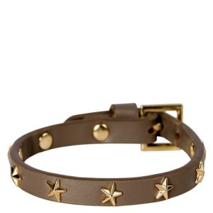 DARK Leather Star Stud Bracelet Mini Dark Taupe