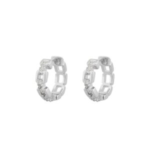 Snö Of Sweden Rome Small Link Ring Earring Silver/Clear 14mm