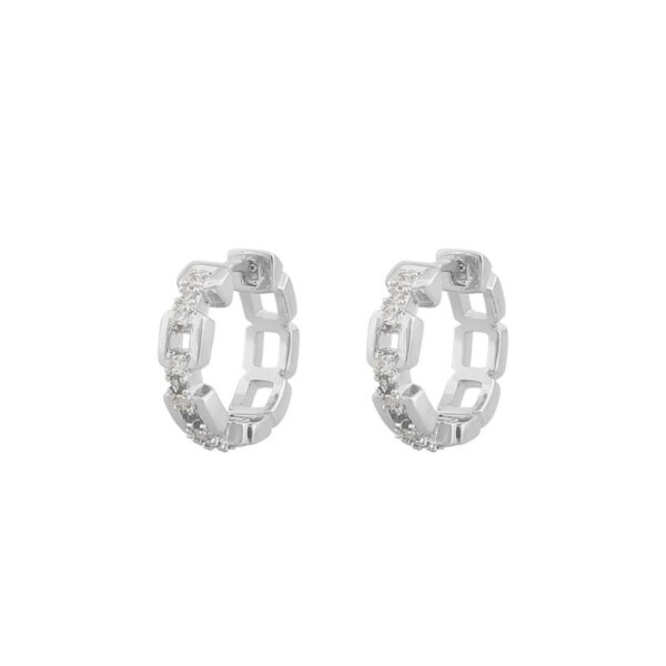 Snö Of Sweden Rome Small Link Ring Earring Silver/Clear 14mm