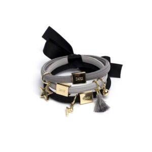 DARK Hair Ties With Charms Combo Blacks/Gold 3pcs