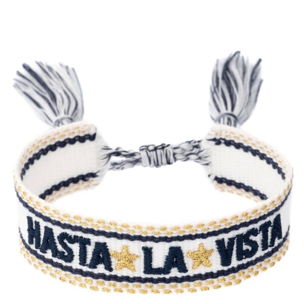 DARK Woven Friendship Bracelet Hasta La Vista White With Navy Blu