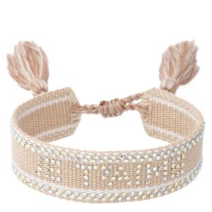 DARK Woven Friendship Bracelet With Crystals Je T&apos;aime Sand