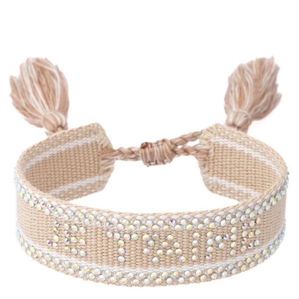 DARK Woven Friendship Bracelet With Crystals Je T&apos;aime Sand