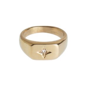 DARK Rectangle Signet Ring Gold With Star Size 3