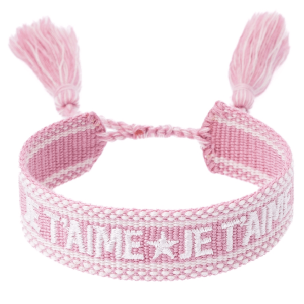 DARK Woven Friendship Bracelet Je T&apos;aime Rose