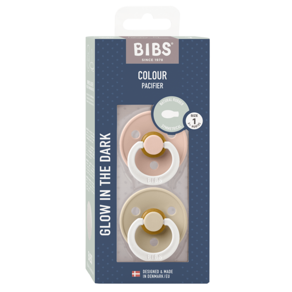 BIBS Pacifier Colour Latex Symmetric Blush Glow/Vanilla Glow Size