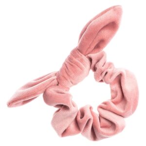 DARK Velvet Scrunchie With Bow Blush Rose