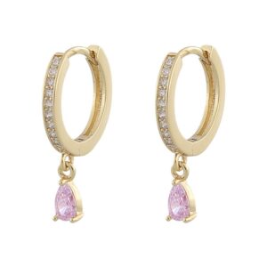 Snö Of Sweden Camille Drop Ring Earring Gold/Pink 14