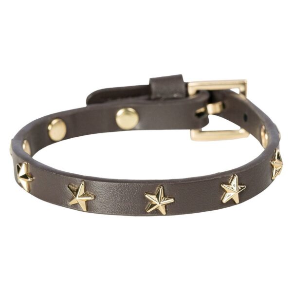 DARK Leather Star Stud Bracelet Mini Chocolate Brown