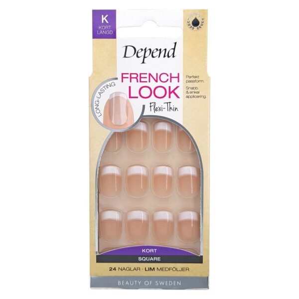 Depend French Look Beige Short Square 24pcs