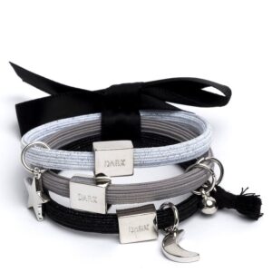 DARK Hair Ties With Charms Combo Black With Silver