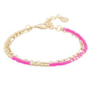 SNÖ of Sweden Porto Double Bracelet Gold/Fuchsia 16–18