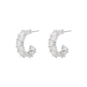 Snö Of Sweden East Oval Earrings Silver/Clear 18mm