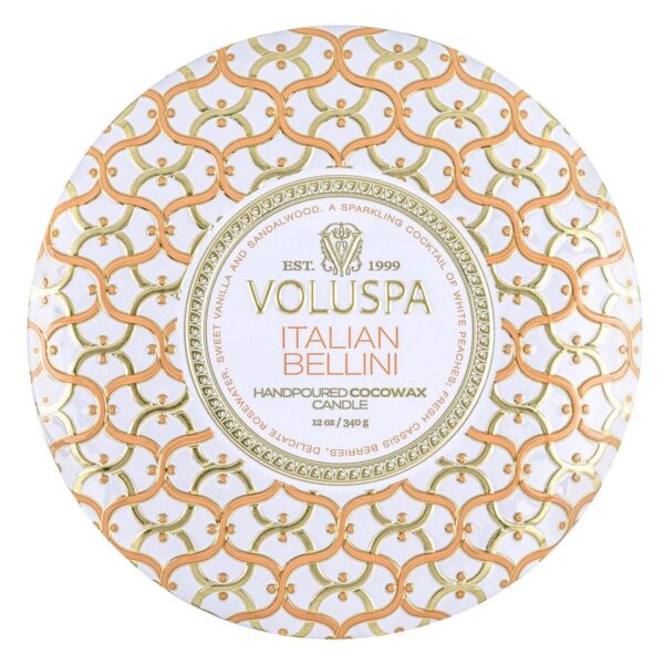 Voluspa 3-Wick Tin Candle Italian Bellini 340g