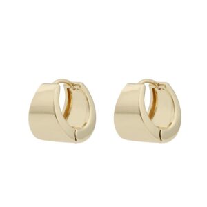 Snö Of Sweden East Wide Oval Earrings Plain Gold 18mm