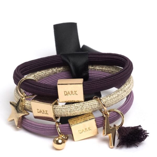 DARK Hair Ties With Charms Combo Rich Plum