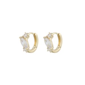 Snö Of Sweden Meadow Small Ring Earring Gold/Clear 14mm