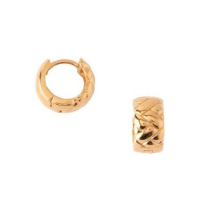 Waffle Chunky Huggie Hoop Earrings - Pale Gold