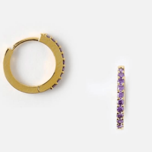 Mini Pave Hoop Earrings - Amethyst