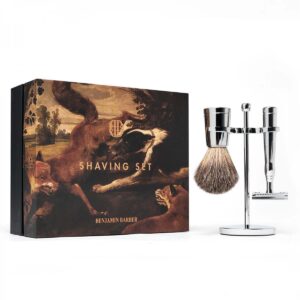 Benjamin Barber lassic 3-piece Shaving Set Chrome Safety Razor