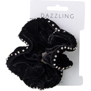 Dazzling Hår Svart sammet scrunchie