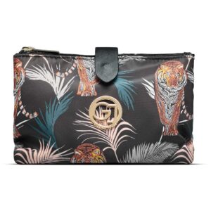 Gillian Jones The Weekender Makeup Purse Black Tiger And Palm Print