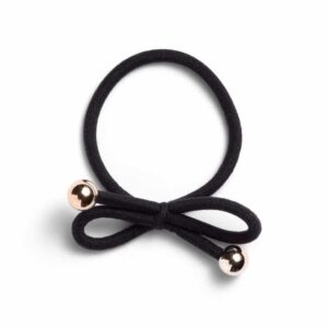 Ia Bon Hair Tie With Gold Bead Black