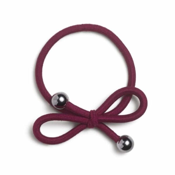 Ia Bon Hair Tie With Gold Bead Burgundy