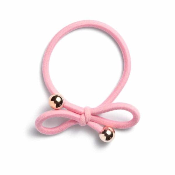 Ia Bon Hair Tie With Gold Bead Light Pink